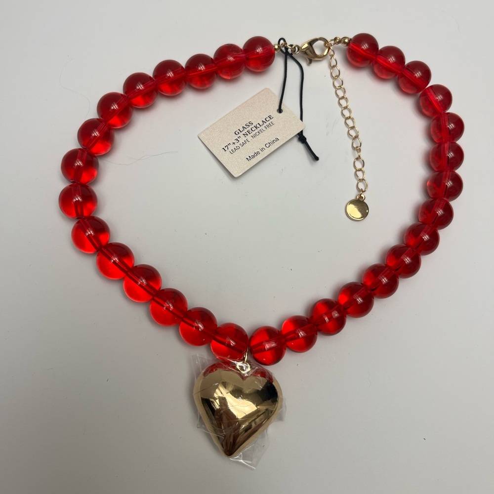 NWT ⚜️♥️⚜️ Piper K Gorgeous Red Beaded Glass Necklace - Picture 6 of 15